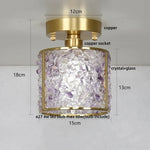 Tiffany Style Crystal Glass LED Ceiling Light Fixture for Aisle Bedroom Kitchen