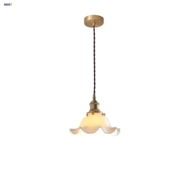 Flower Ceramic LED Pendant Lamp with Copper Socket & Adjustable Wire