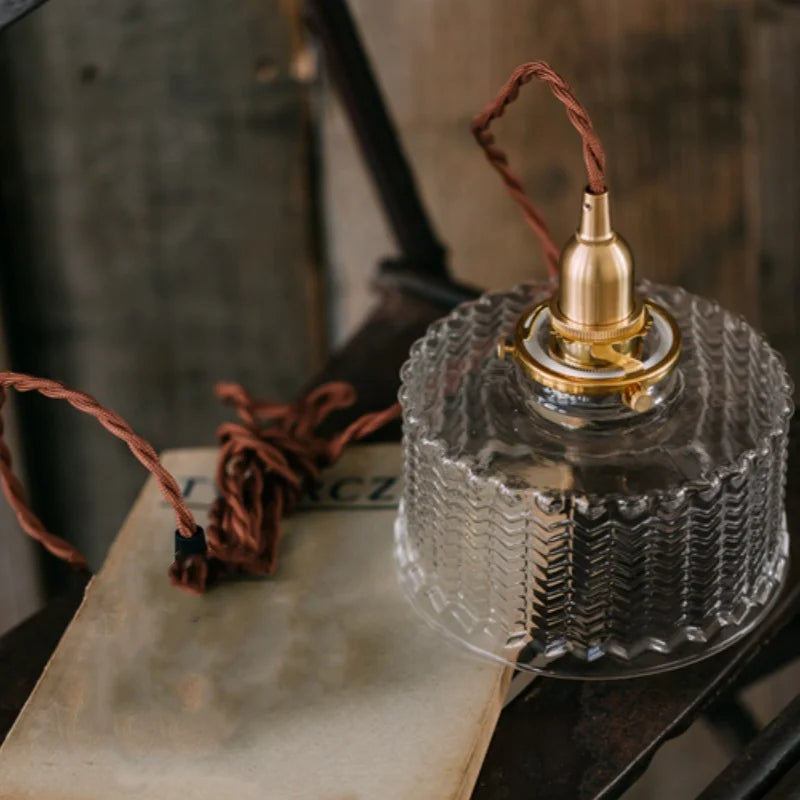 Clear Glass LED Pendant Light Fixture with Copper Socket for Modern Home Decor