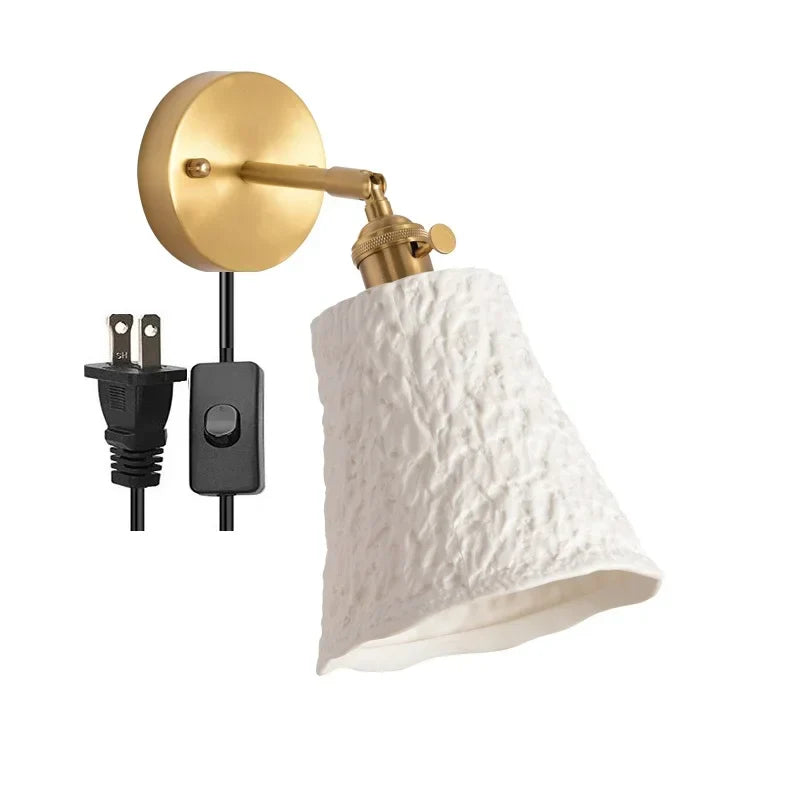 Elk Ceramic LED Wall Sconce, Nordic Copper Pull Chain Mirror Light