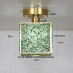 Crystal Glass LED Ceiling Light Copper Canopy Nordic Modern Design