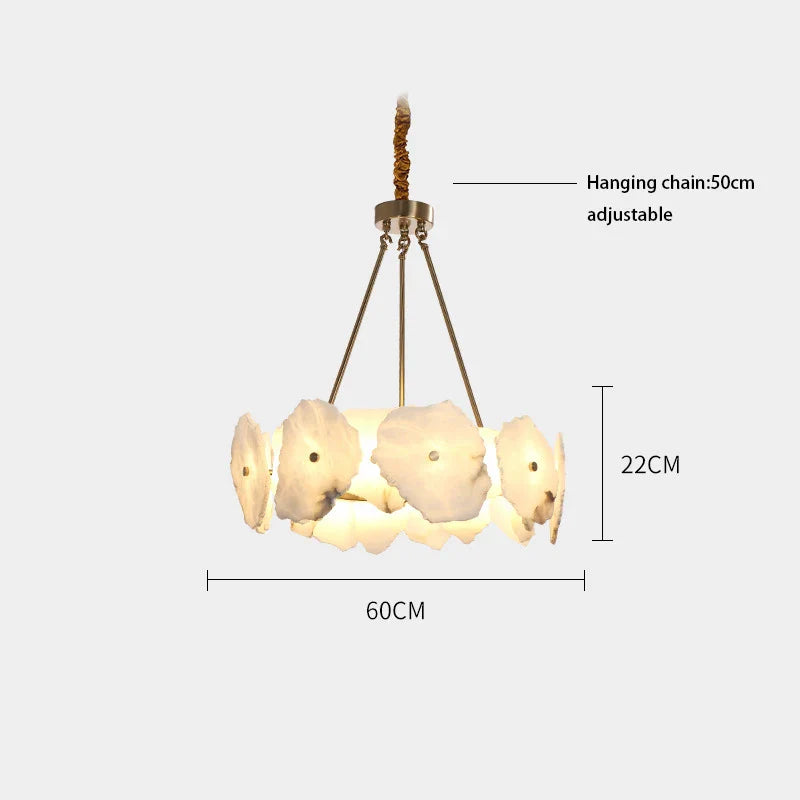 Ivory White Marble Copper LED Ceiling Light Luxury Modern Fixture