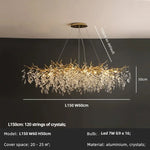 Crystal LED Pendant Lights Gold Dining Room Branch Chandelier
