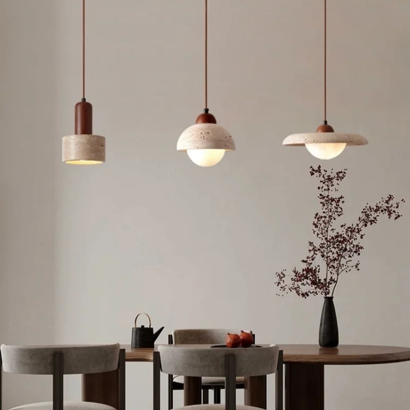 Yellow Travertine LED Pendant Lighting for Living Room Decor