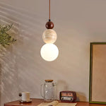 Afralia™ Yellow Travertine Spherical Stone LED Pendant Lamp for Bedside Living Room