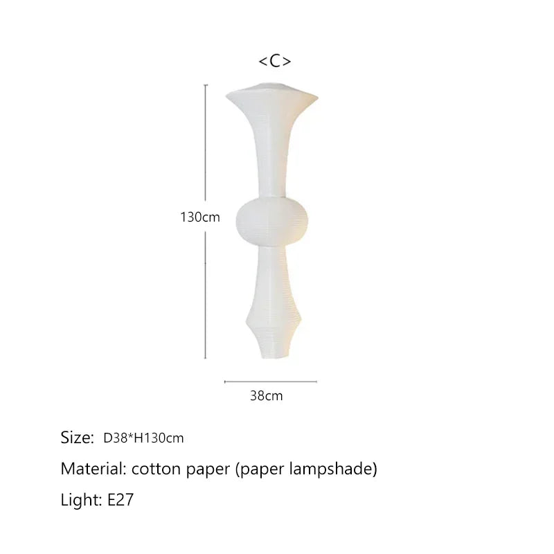 Japanese Cotton Paper Pendant Lamp Wabi Sabi Chandelier with E27 Bulb