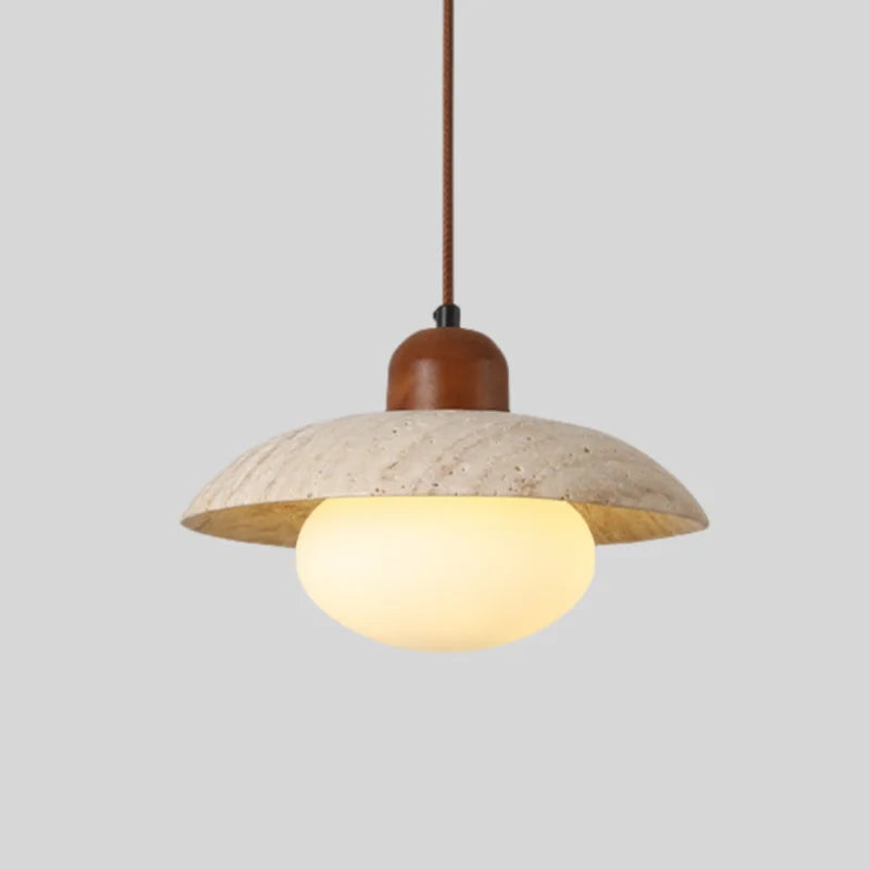 Afralia™ Wabi Sabi Glass LED Pendant Lights Yellow Travertine Vintage Hanging Lamp