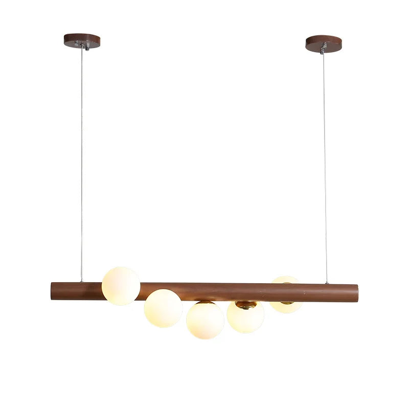 Burly Wood Walnut Glass Pendant Light for Living Room Bar Foyer