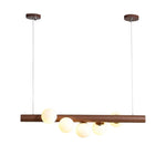 Burly Wood Walnut Glass Pendant Light for Living Room Bar Foyer