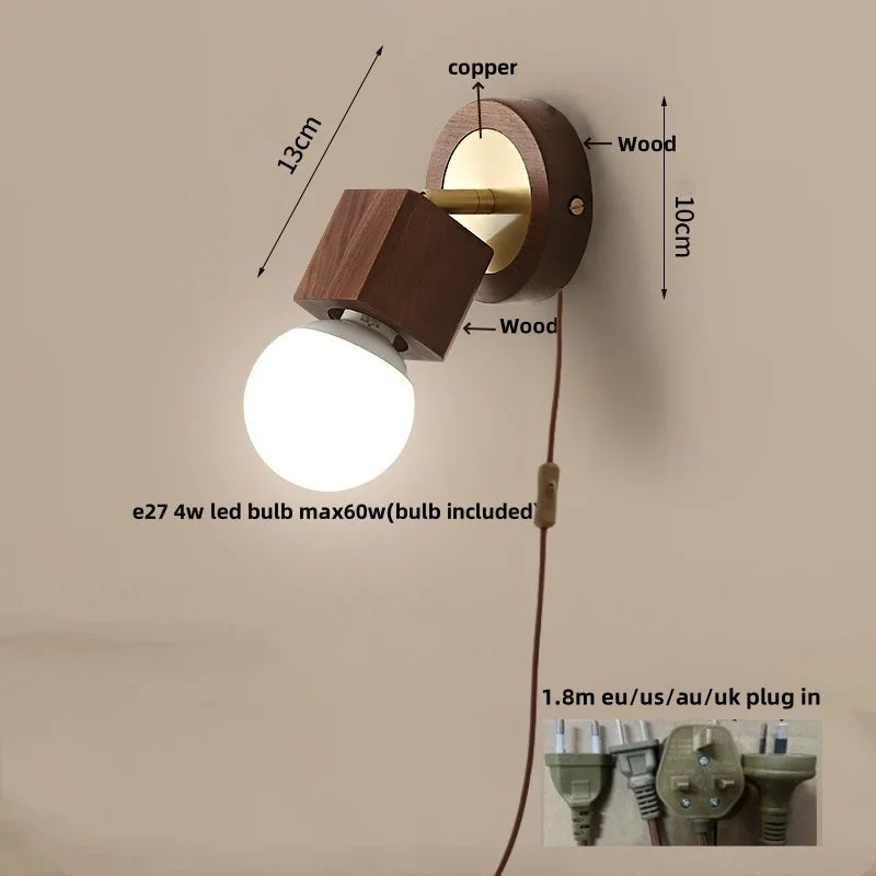 Afralia™ Copper LED Wall Lights with Pull Chain Switch for Bedroom, Bathroom, Porch