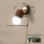 Modern Copper Wood LED Wall Lights with Pull Chain Switch for Bedroom Vanity.