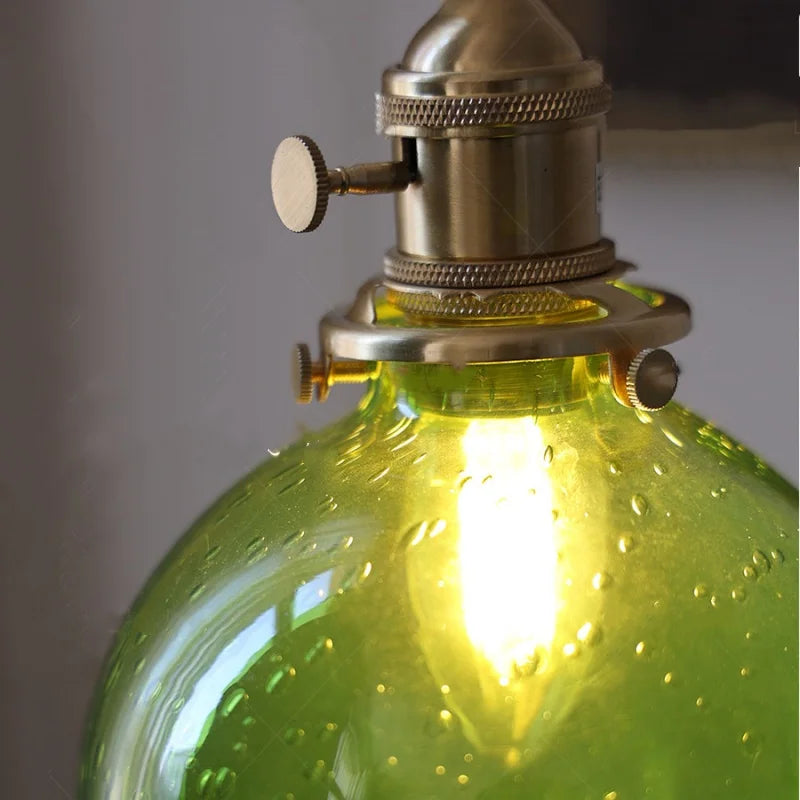 Bubble Glass Ball LED Pendant Lamp with Copper Knob Switch - Nordic Modern Home Decor