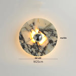 Round Black Iron LED Wall Lamp Bulgari Marble White Glass Stair Light