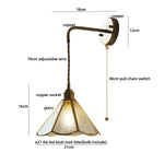 Blue Glass LED Wall Sconce Pull Chain Switch Staircase Tiffany Style Mirror Light