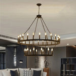 Afralia™ Black Metal LED Pendant Chandelier for Living Room and Stairs