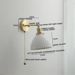 Ceramic LED Wall Light with Pull Chain Switch for Bedroom Bathroom Living Room