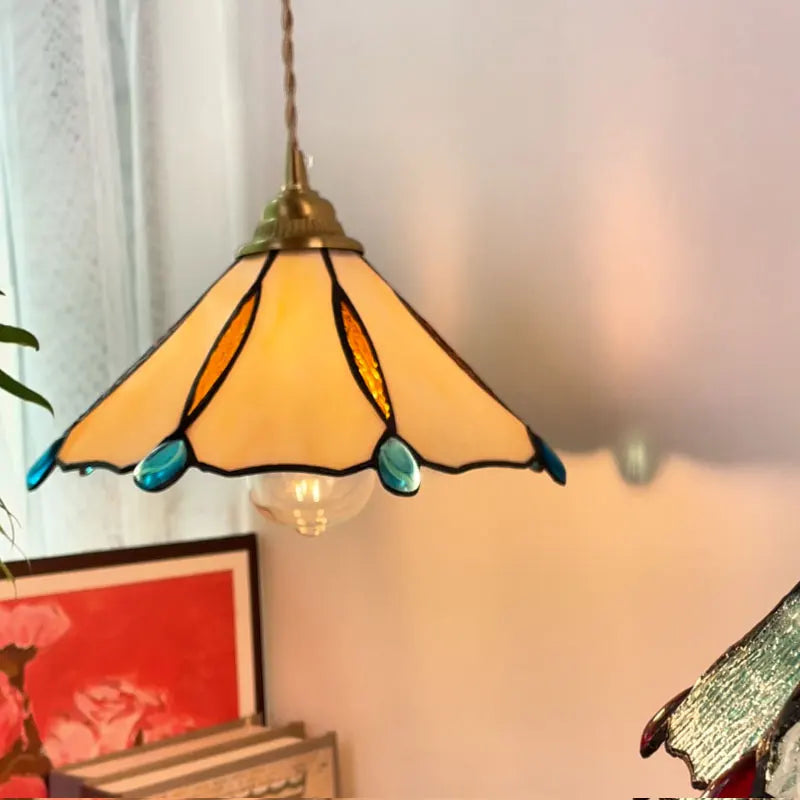 Pink Glass LED Pendant Lights Copper Modern Hanging Lamp Home Decor