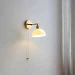 Glass LED Wall Sconce Pull Chain Switch Modern White Stair Light