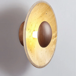 Retro Wood LED Wall Sconce, Yellow Travertine Stone Room Decor Stair Light