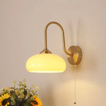 Glass LED Wall Sconce Pull Chain Switch Copper Nordic Stair Light