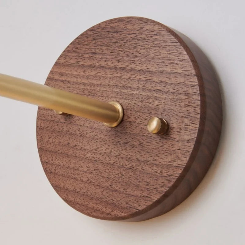 Walnut Wood LED Wall Sconce with Pull Chain Switch for Home Lighting