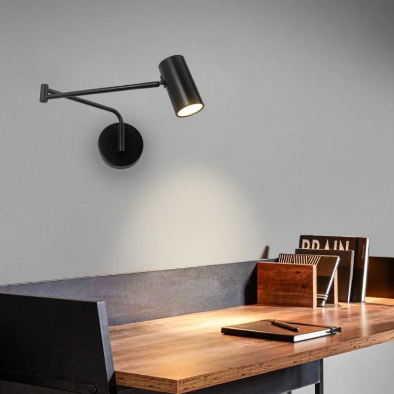 Acrylic Iron LED Wall Lamp | Modern Rotate Black Stair Light | Dining Room Study Fixtures