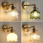 White Flower Glass Wall Lights: Up Down Rotate LED Bedroom Hotel Lamp