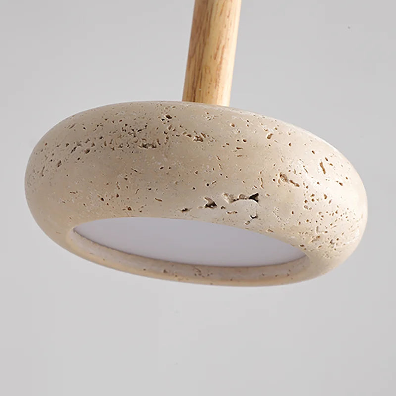 Travertine Stone Art Pendant Chandelier LED Light for Bedroom Bedside