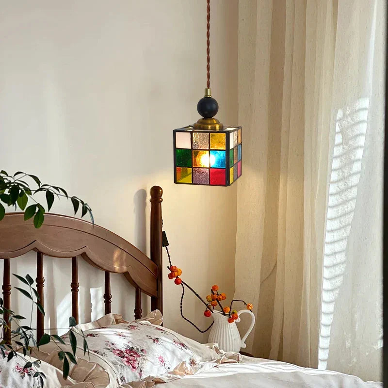 Afralia™ Square LED Pendant Light Wood Glass Modern Home Lighting