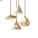 Afralia™ Terrazzo Stone LED Pendant Lamp with Copper Knob Switch