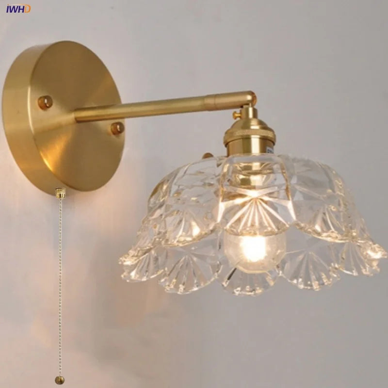 Clear Glass LED Wall Light with Pull Chain Switch