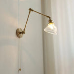 Afralia™ Brass Swing Arm LED Wall Light Fixture with Rotatable Arms & Pull Chain Switch