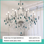 Blue Crystal Chandelier: Luxury E14 Pendant Lights for Living Room and Bedroom