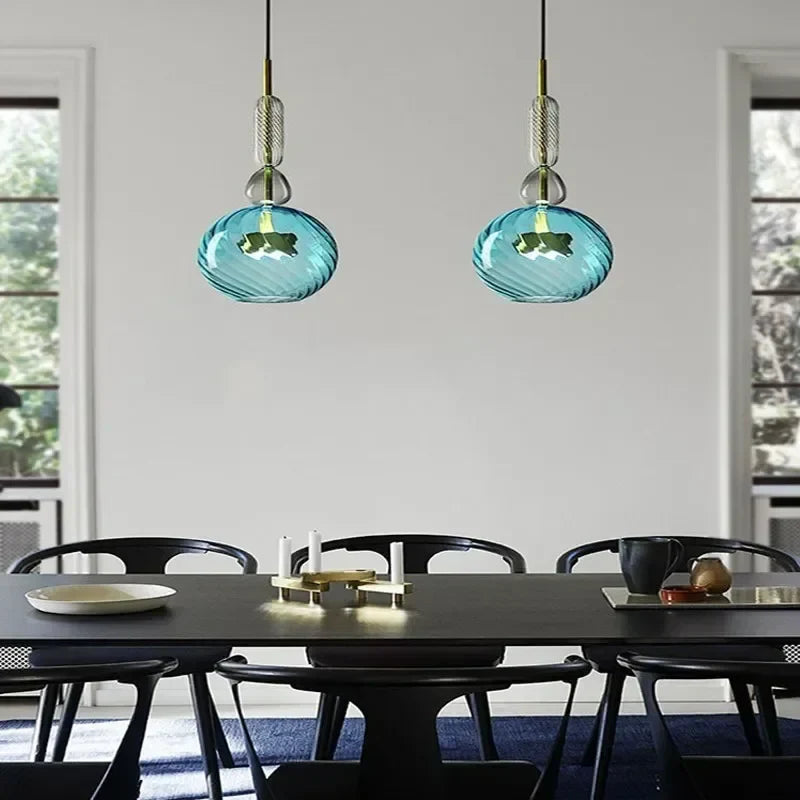 Scandinavian Macaron Stained Glass Chandelier with E27 Bulb