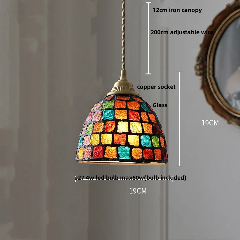 Afralia™ Conch Glass LED Pendant Light Fixture Tiffany Children Dining Room Hang Lamp