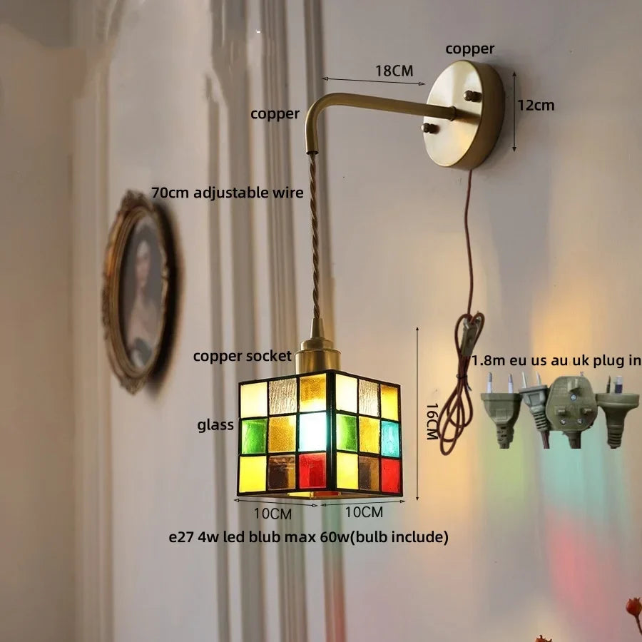 Tiffany Glass LED Wall Light Fixture for Home & Restaurant Décor