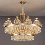 Crystal Chandelier: Postmodern Light Luxury Double-Layer Pendant for Home Living Room