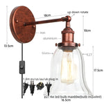 Loft Clear Glass Rustic LED Wall Light - Industrial Style Iron Wall Lamp