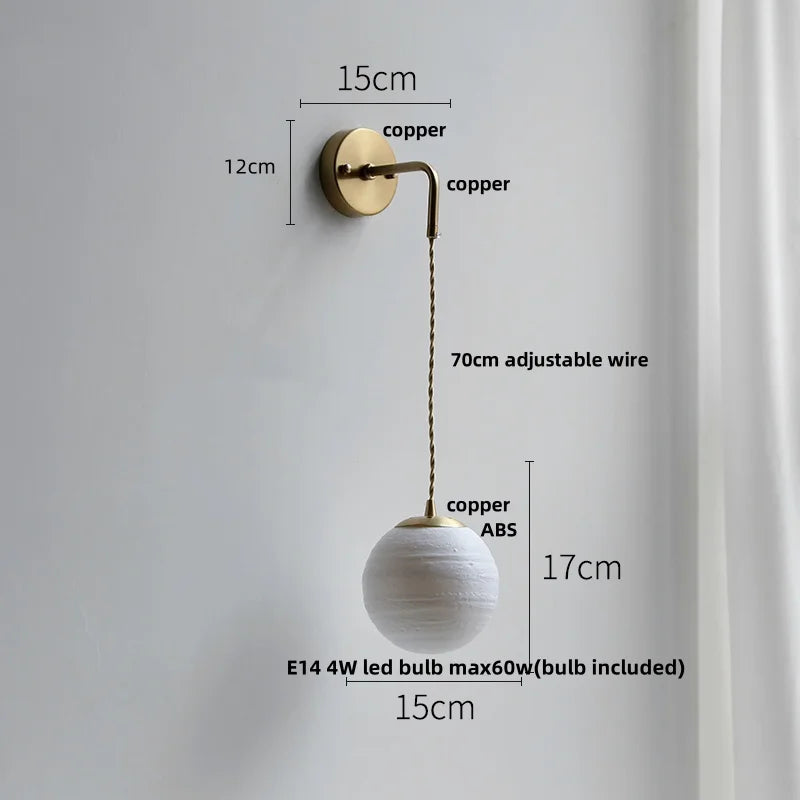 Moon ABS LED Wall Light Fixture Bedroom Restaurant Aisle Adjustable Sconce Lamparas