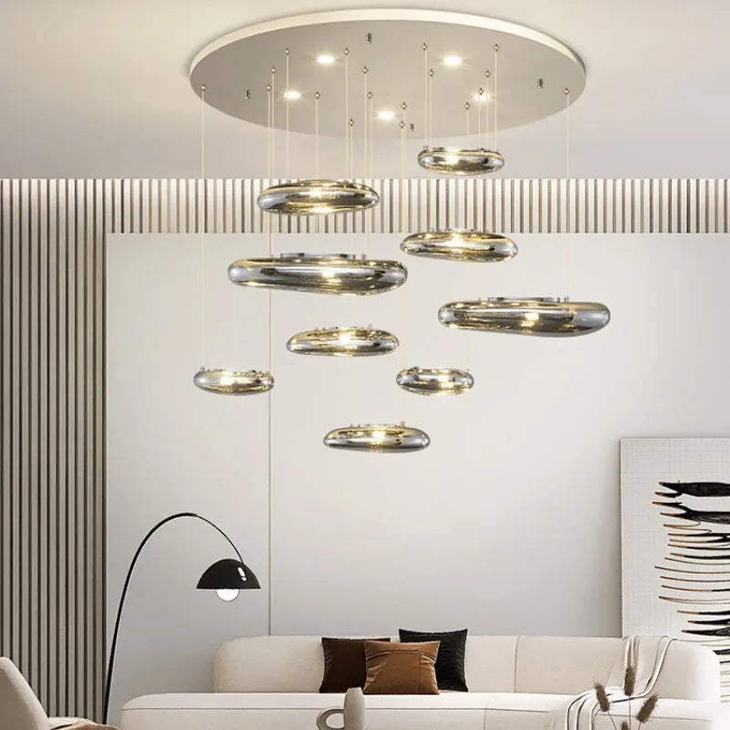 Chrome LED Ceiling Chandelier Cobblestone Pendant Lights - Modern Luxury Luminarias Fixtures