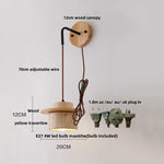 Yellow Travertine LED Wall Lamp with Pull Chain Switch, Nordic Modern Design