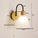 Nordic Glass LED Wall Sconce with Pull Chain Switch for Home Decor