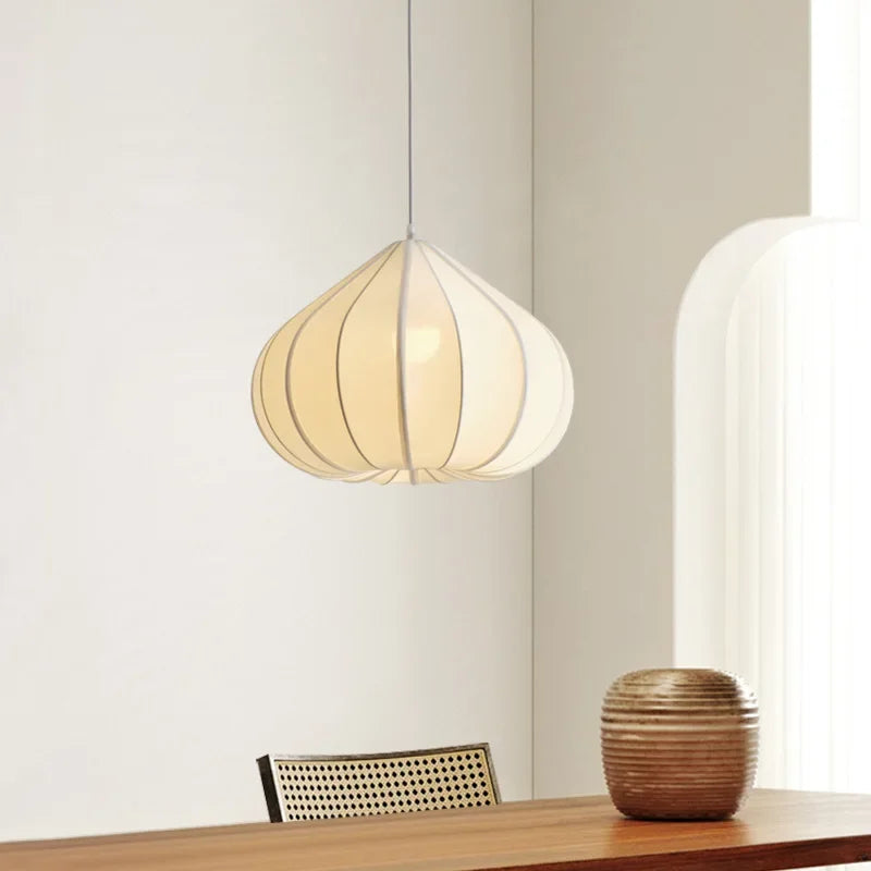 Afralia™ Nordic Style Creamy E27 Pendant Light Fabric Chandelier_Lamp Dining Room Suspended LED Bar Droplight