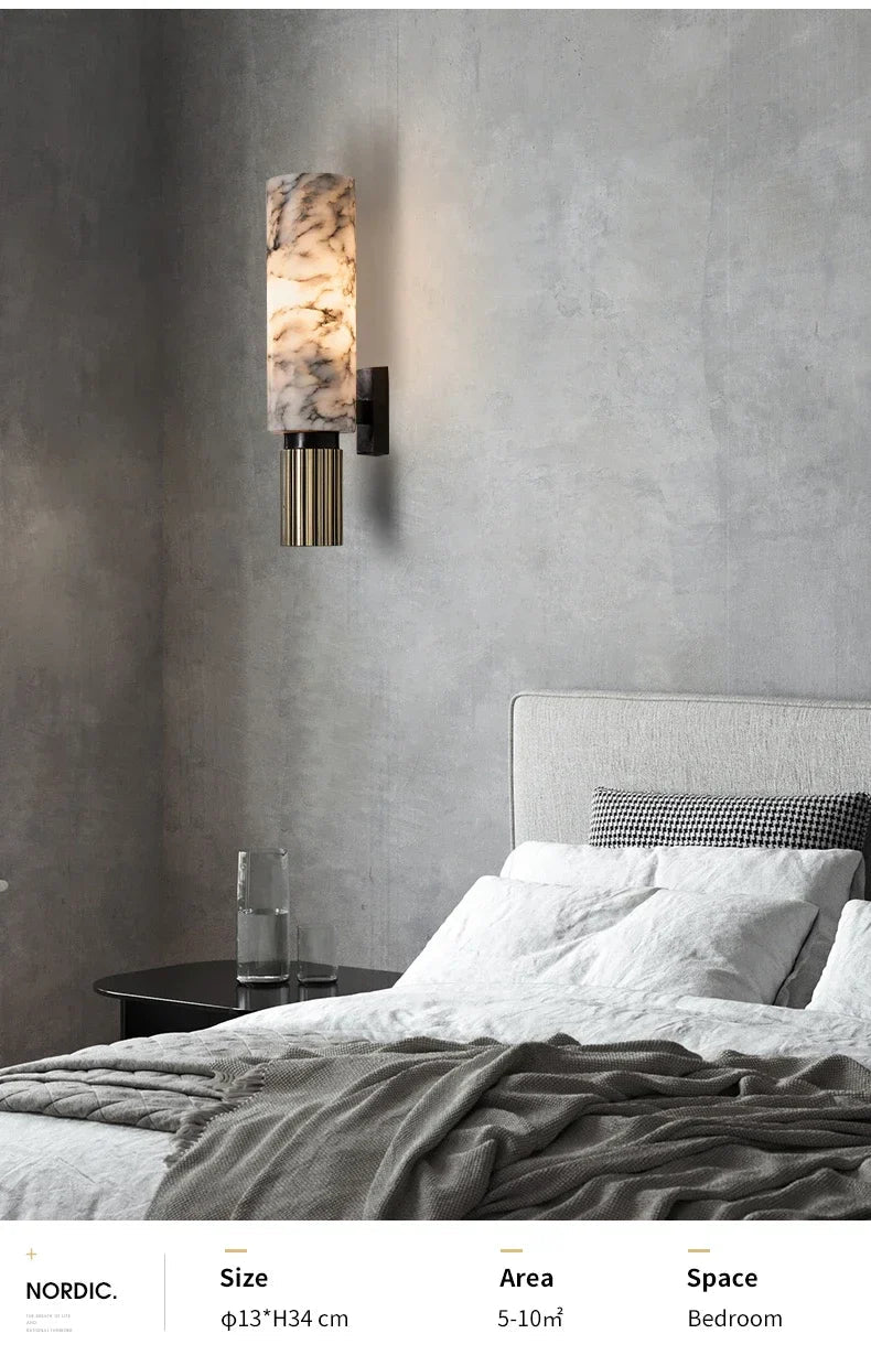 Copper Alabaster Wall Lamp: Post-Modern High-End Bedroom Lighting