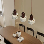 Afralia™ Minimalism LED Pendant Light Fixture Terrazzo Marble Stone Wood Hanging Lamp
