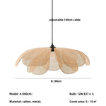 Wabi Sabi Rattan Pendant Lights for Dining Room - Petal Design LED Droplight