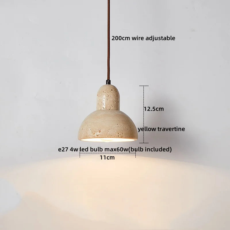 LED Hanging Lamp: Yellow Travertine Japanese Style Pendant Light for Home Decoration