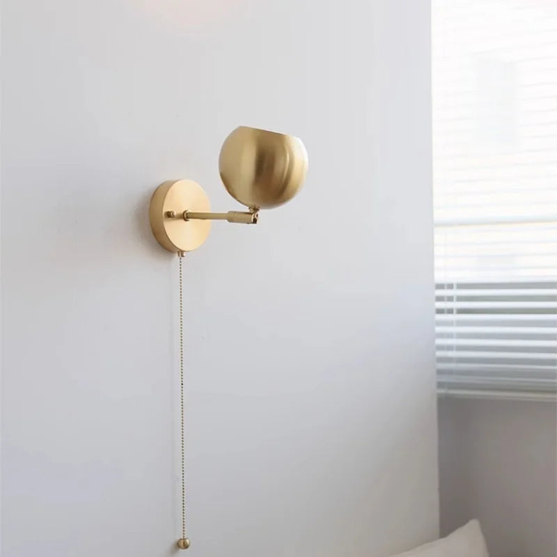 Copper Wall Light with Pull Chain Switch, Modern Nordic Design