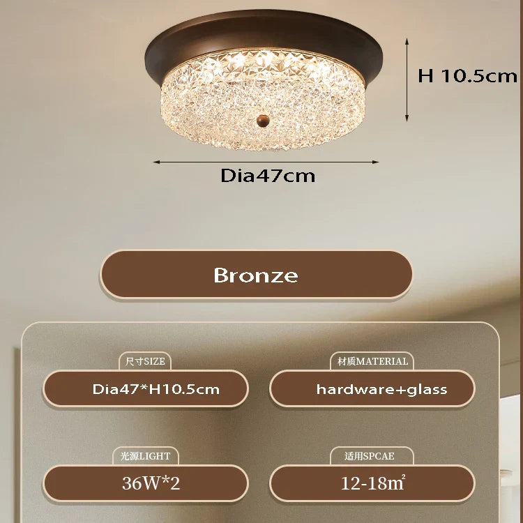 Retro Bronze Glass Ceiling Lamp for Bedroom Living Room Decor