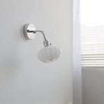 Adjustable Arm LED Wall Light Fixture with Pull Chain Switch, White Glass
